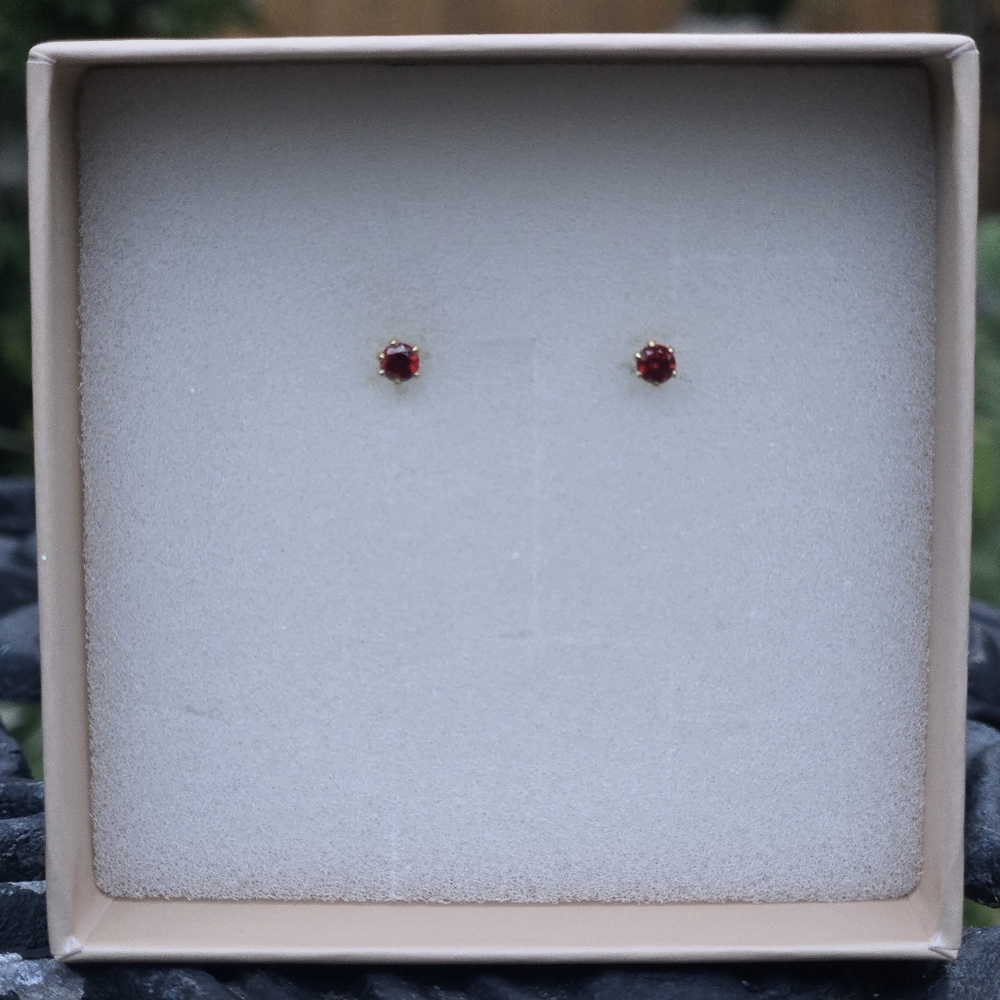 Tiny Elegant Red 1/8 Inch Stud Earrings
